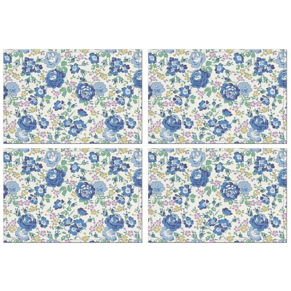 Pioneer Flower Floral Print Pattern Summer Placemats Table Placemats Set Of 4-Linen Kitchen Washable Placemats Table Mats 12x18 Inch Non-Slip Heat Resistant