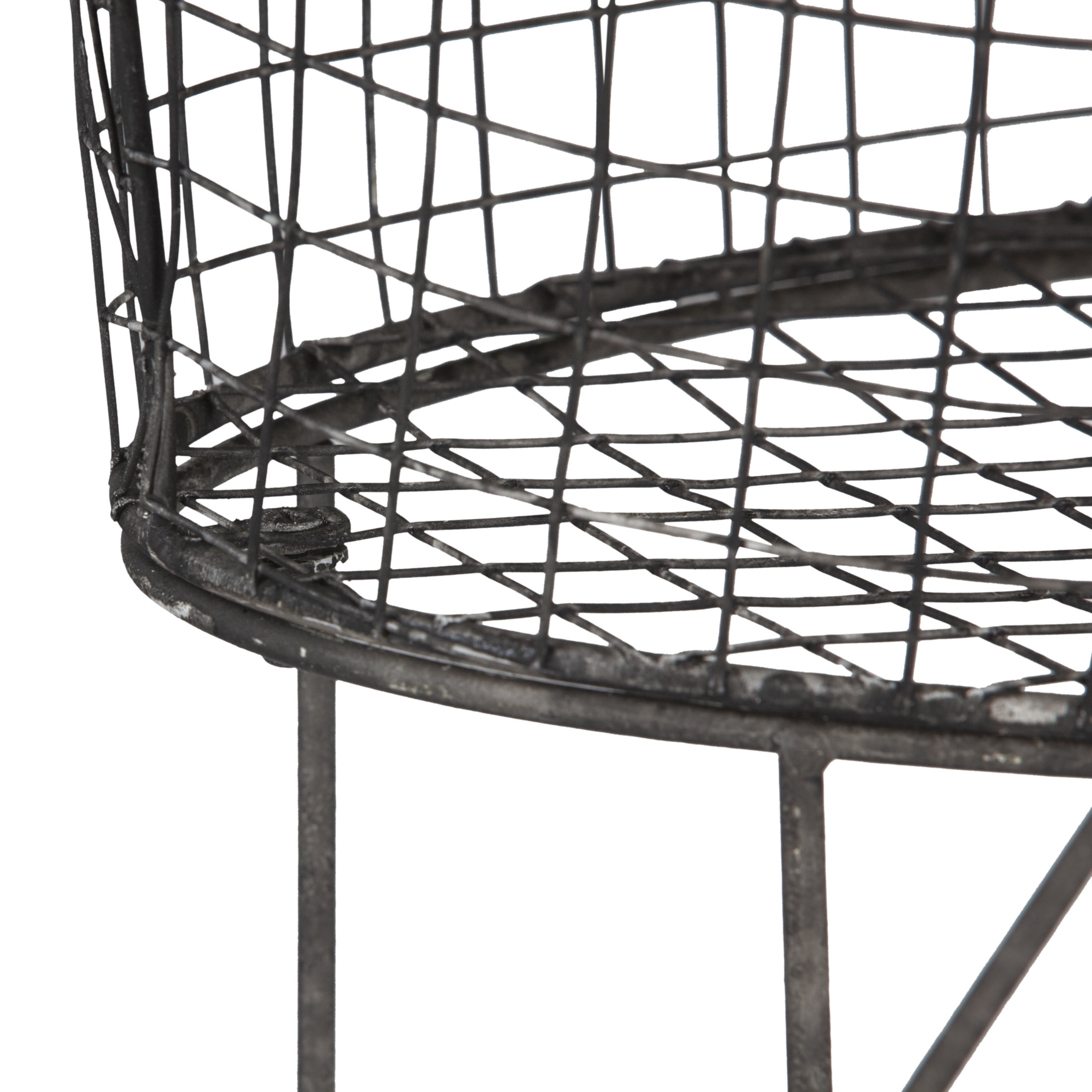 Woven Paths Vintage Iron Laundry Basket with Wheels, 24.75" x 27", Black