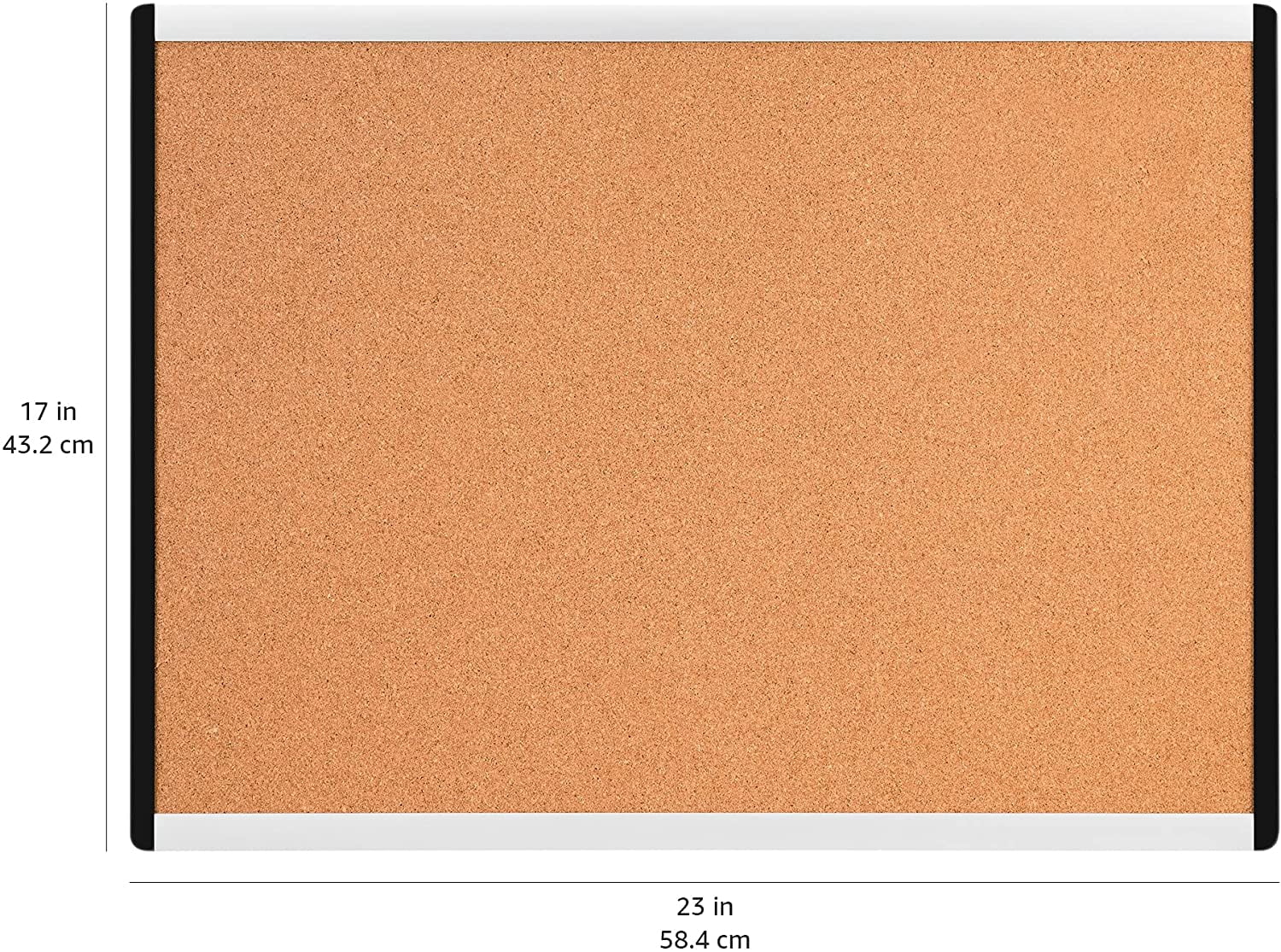 Cork Bulletin Board, 23" x 17", Lightweight, Easy to Mount, Aluminum/Plastic Frame