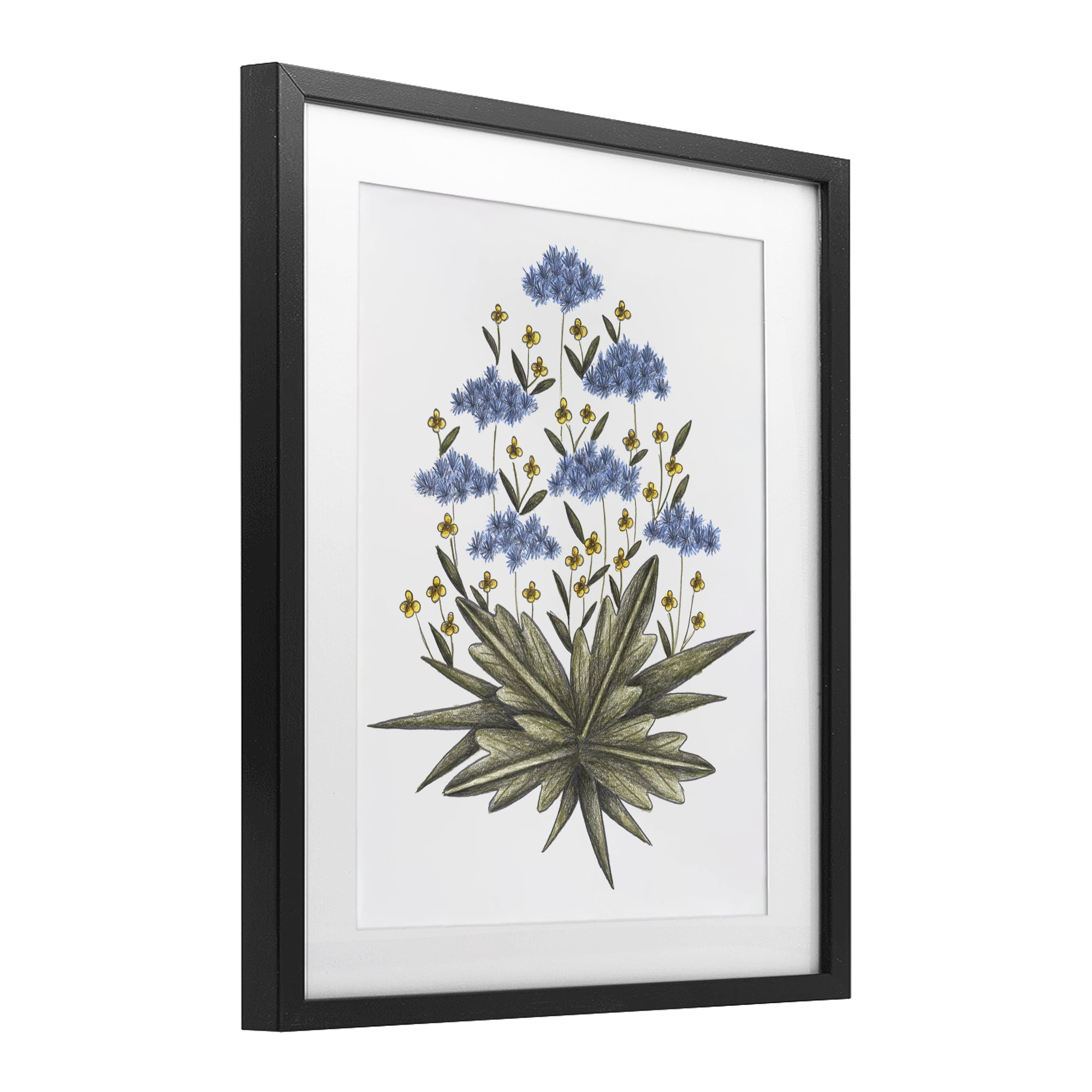 Where Wild Flowers Bloom Black Framed Print Under Glass, design by Cecilia Battaini