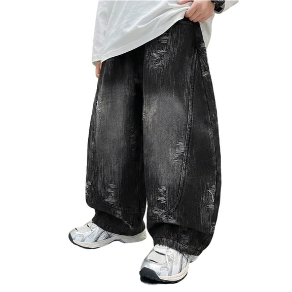 OSOLU Children Boys Jeans Casual Long Comfortable Solid Color Denim Pants with Pockets Everyday Casual Wear Stylish Travel Trousers