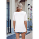 thumbnail image 4 of Camisetas Casuales de Cuello en V para Mujer, Blusas de Encaje de Corta con Dobladillo Curvo, Corte Holgado. XXL, 4 of 10