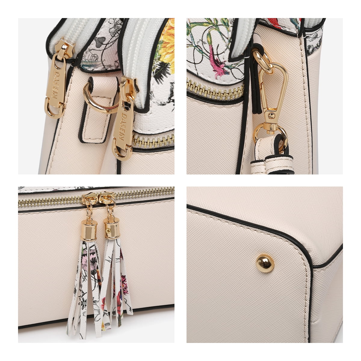 Dasein Women Tassel Zipper Pocket Crossbody Bag Shoulder Purse Fashion Travel Bag with Multi Pockets