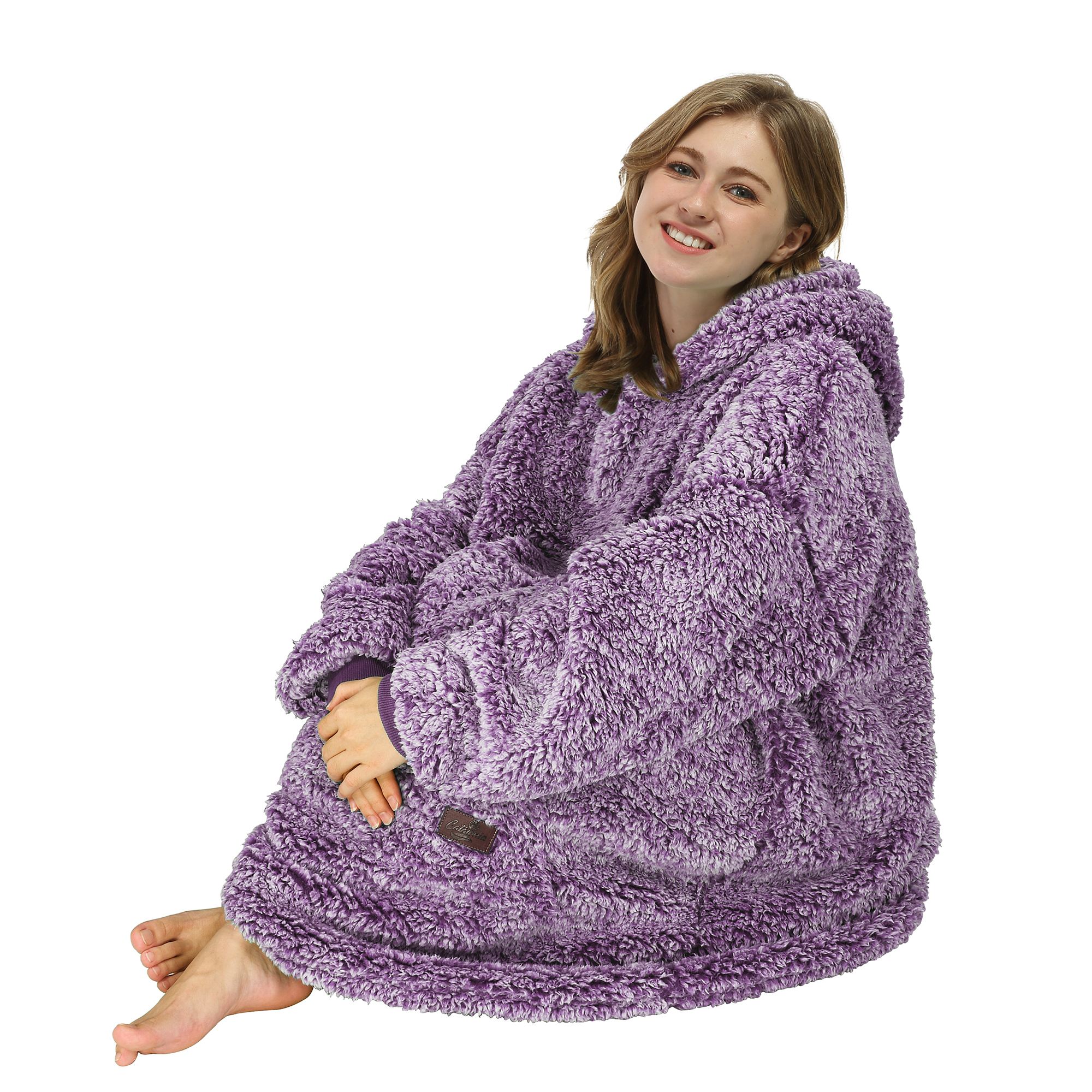Catalonia Oversized Blanket Hoodie Sweatshirt, Wearable Sherpa Lounging Pullover for Adults Women Men