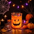 thumbnail image 2 of Orange LED Halloween Candy Bag, Light Up Reusable Polyester Bucket, Large Capacity Trick Or Treat Tote Bag, Kids Halloween Party Favor Decoration, 2 of 6