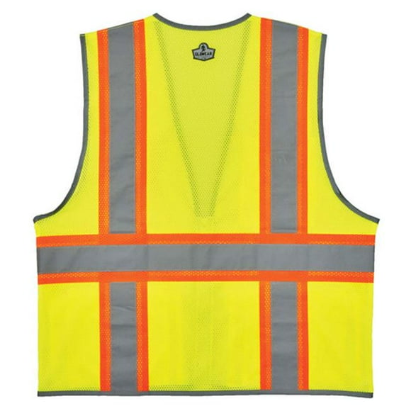 GloWear 24149 Type R Class 2 Two-Tone Mesh Vest with Reflective Binding&#44; Lime - 4XL & 5XL