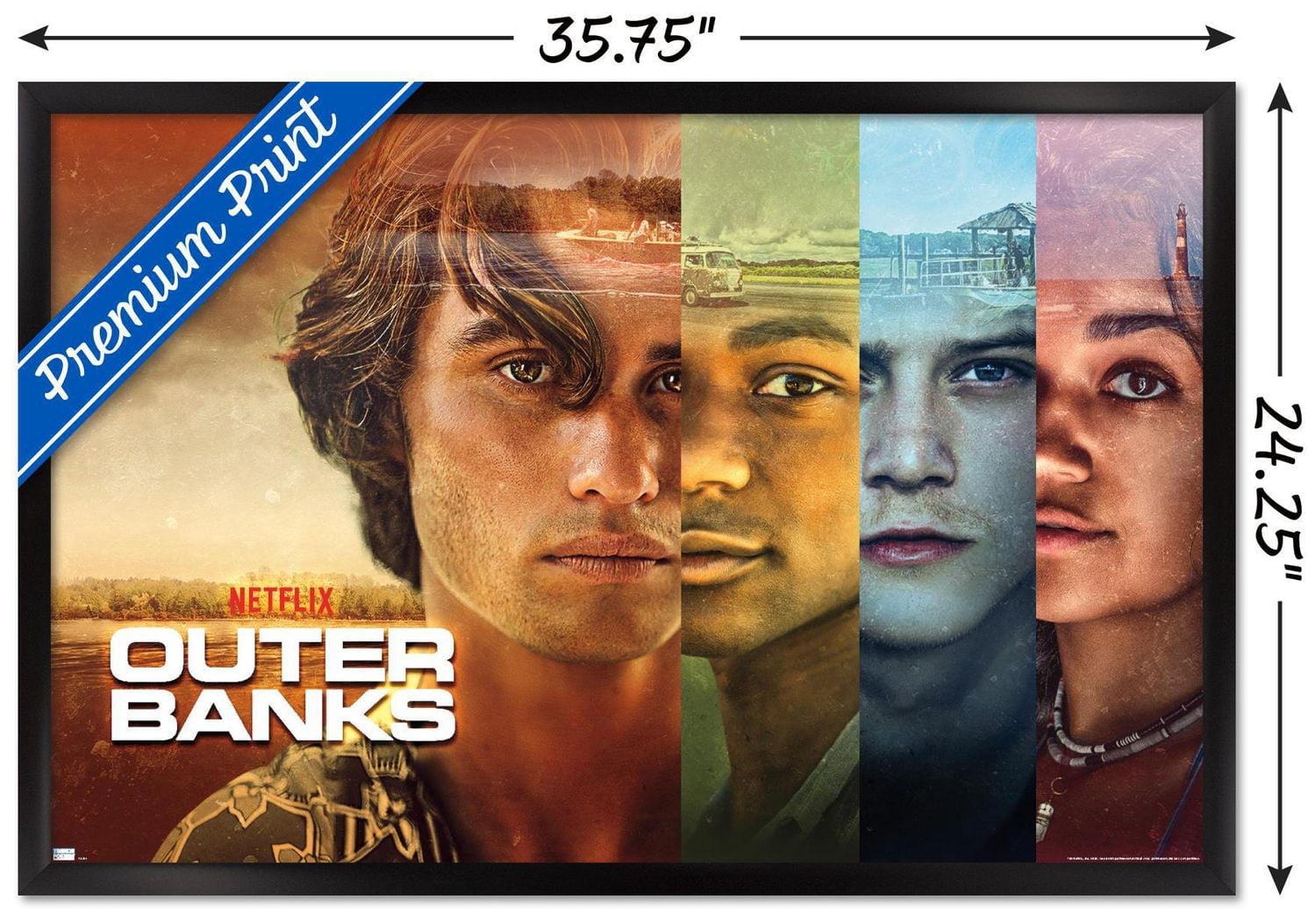 Netflix Outer Banks - Faces Wall Poster, 22.375" x 34" Framed