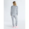 thumbnail image 3 of Joyspun Women’s Stretch Velour Long Sleeve Top, Pants, and Socks Pajama Set, 3-Piece, Sizes XS-4X, 3 of 5