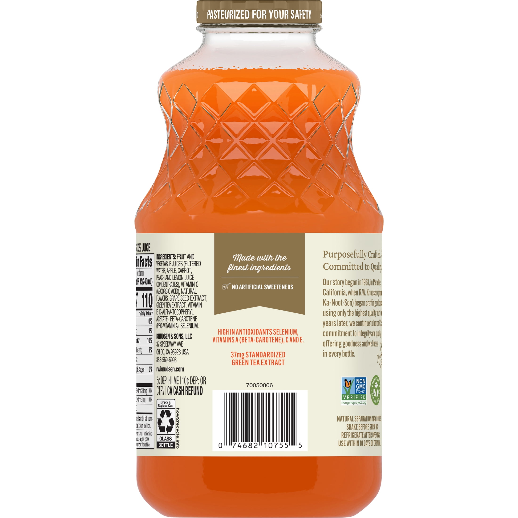 (3 pack) R.W. Knudsen Simply Nutritious Mega Antioxidant Juice Blend, 100% Juice, 32 oz, Glass Bottle, Shelf-Stable