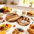 thumbnail image 5 of Gaderth 3 Pack Mini Charcuterie Boards 7.7" Round Wood Cheese Board Set with Knife & Fork, Thank You Gift Box for Guest Bridal, Baby Shower - Acacia Wood, 5 of 7