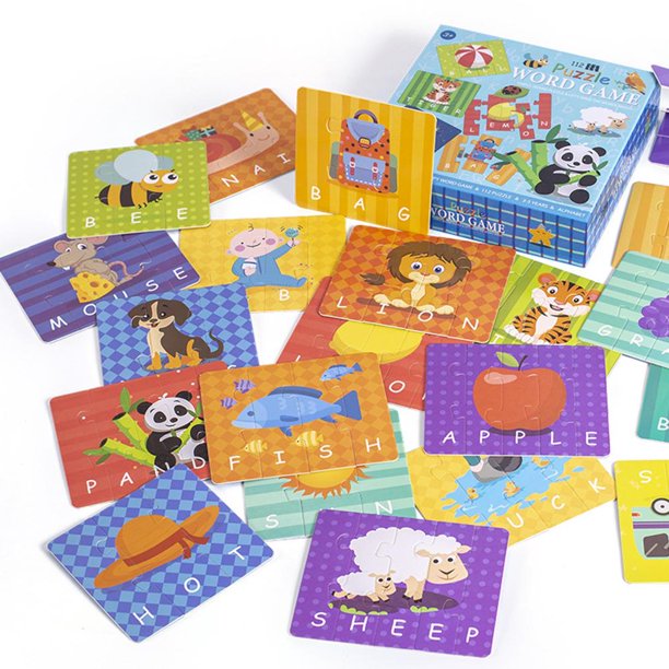Juego De Rompecabezas De Animales Con Palabras Para Niños, Rompecabezas A Juego, Juguetes Educativos Para Edades Tempranas Para Niños, Juguetes De Aprendizaje Inevent FN005545-00