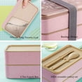 thumbnail image 4 of Fiambrera de 2 niveles sin BPA con cubiertos reutilizables Fiambreras de estilo japonés para microondas Congelador Lavavajillas Fiambrera Bento para niños Adultos Rosa BANYUO  Electrónica, 4 of 6