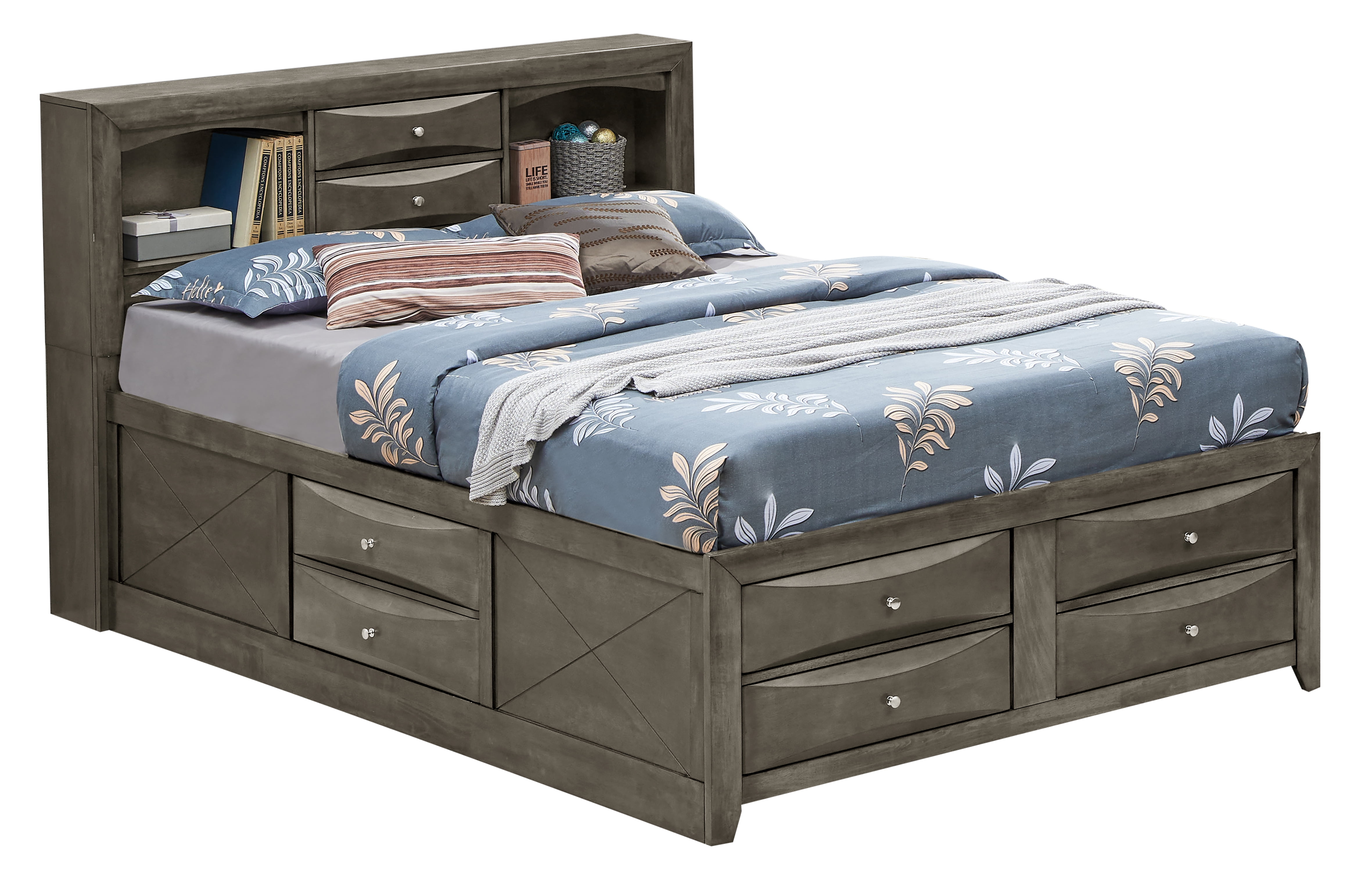 Glory Furniture Marilla King Storage Bed in Gray Color