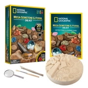 NATIONAL GEOGRAPHIC Mega Fossil and Gemstone Dig Kit - Dig up 10 Real Fossils and 10 Real Gemstones