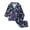 Navy Blue, variant on 2 Piece Girls Boys Print Satin Pajama Set Button Down Long Sleeve Top and Pants Sleepwear