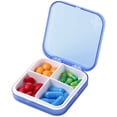 thumbnail image 1 of Pill Organizer - Portable Pill Box Small Pill Container for Purse or Pocket, Excellent Pill Storage Case (Blue, 4 Compartment), 1 of 5