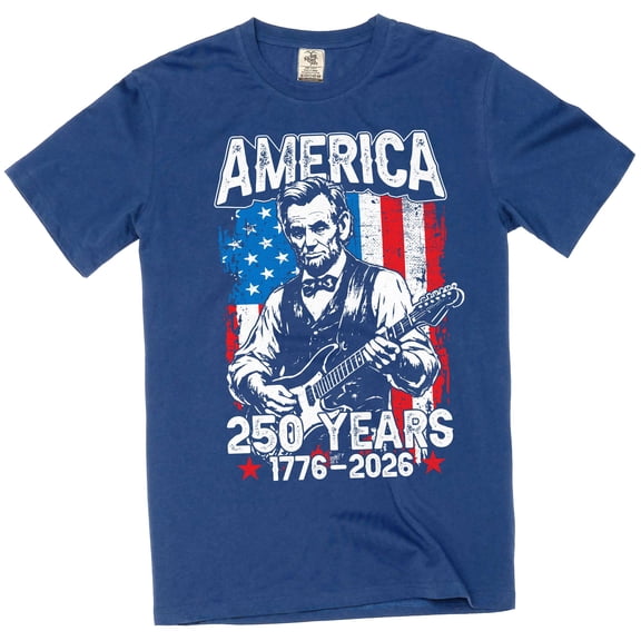 Men's Abraham Lincoln Guitar T-Shirt: America 250 Years (1776-2026) Tee