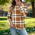thumbnail image 2 of Womens Long Sleeve Tops Loose Fit Plaid Checkered Sweatshirt Lightweight Casual Crewneck Christmas Fall Clothes (XL, Orange), 2 of 7