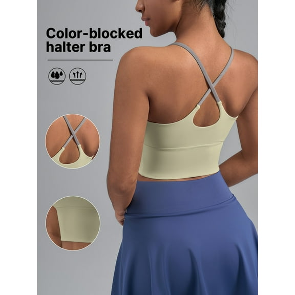 PISONIC Women's Sports Bra - Breathable & Comfortable Yoga & Fitness Top with Straps, Medium Stretch, Non-Padded, Perfect for Workouts & Casual Wear, Workout Clothes