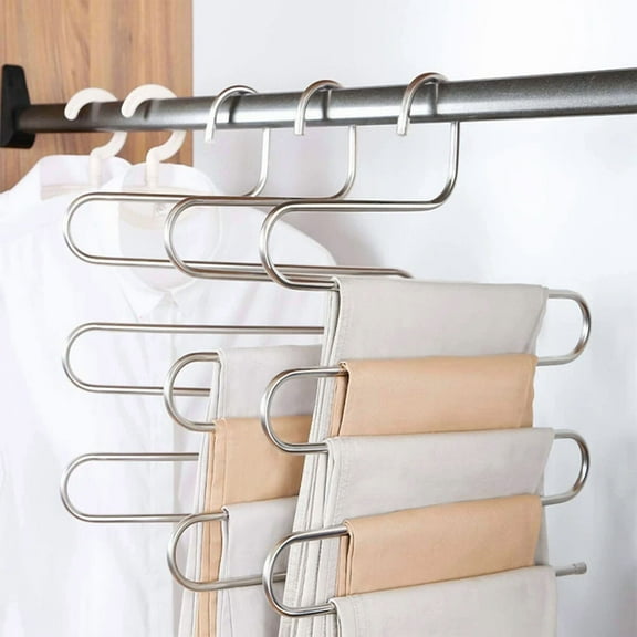 Trousers Hanger Pants Hanger Rack 5 Layer S-Type Scarf Tie Organizer Stainless