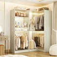 thumbnail image 2 of iSunirm Corner Closet System with Shelves, 56.5"W x 31.5"D Walk-in Closet Organizer System Garment Rack with 4 Hanging Rods, Space Saving, Ideal Closet Storage Unit, 2 of 6