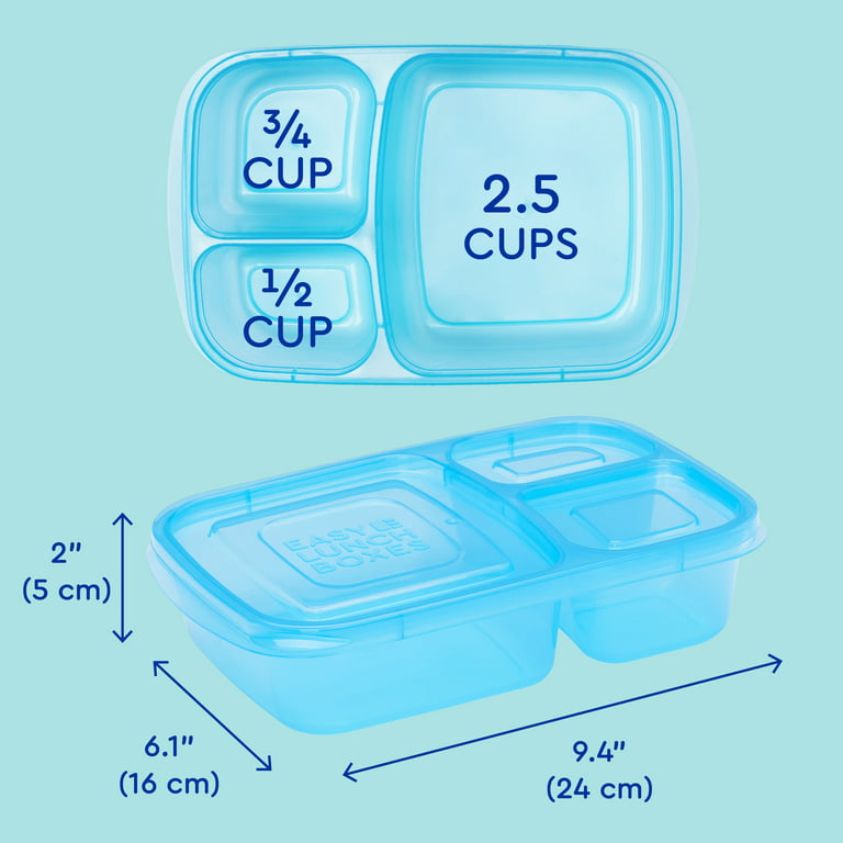 EasyLunchboxes - Bento Lunch Boxes - Reusable 3-Compartment Food Containers  for School, Work, and Travel, Set of 4, (Jewel Brights) 