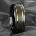 thumbnail image 4 of Tungsten Rings for Men Wedding Bands for Him Womens Wedding Bands for Her 8mm Black Brushed Dome 18k Gold Plated, 4 of 9