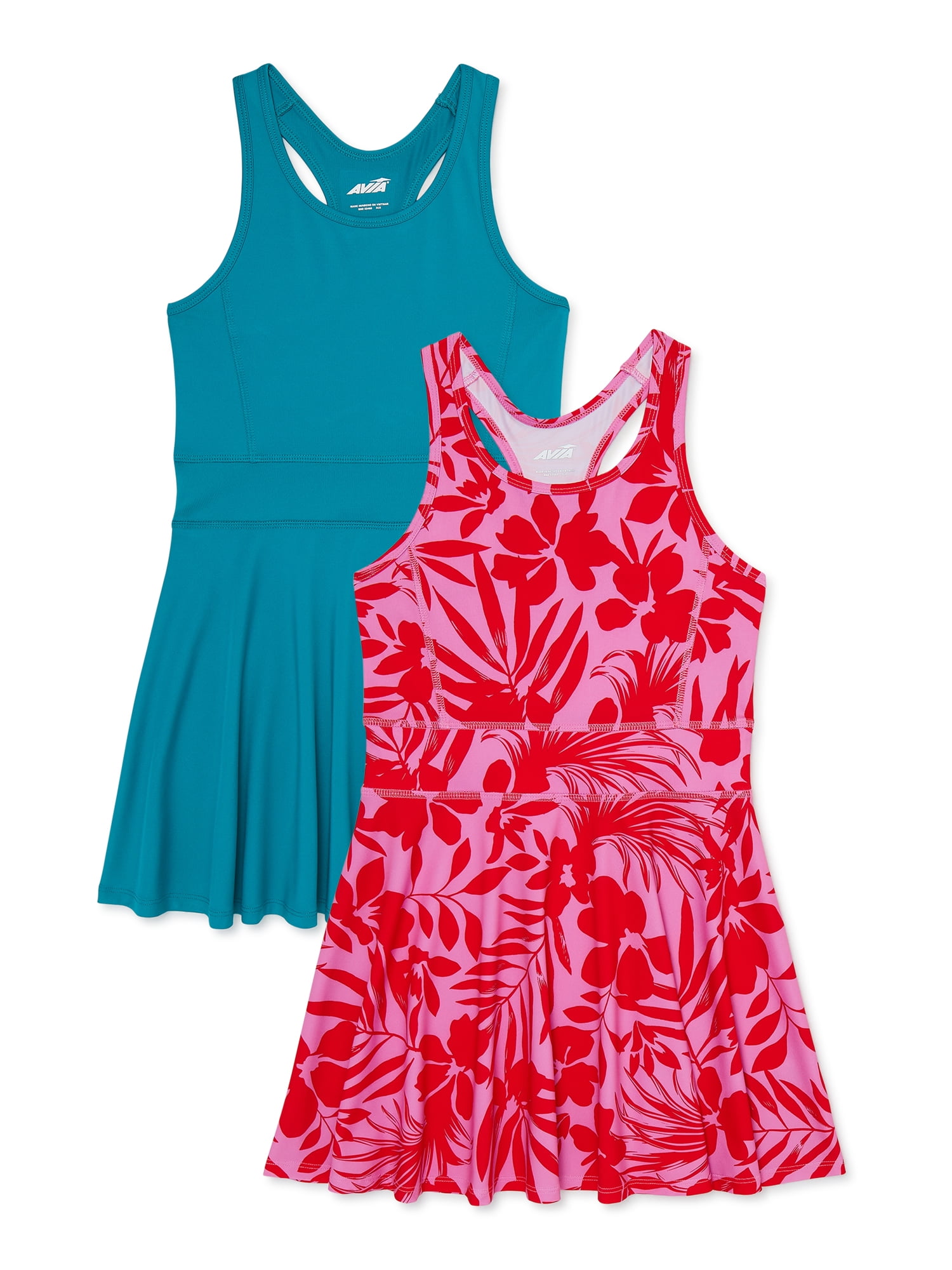 Avia Girls Sleeveless Active Dress, 2Pack, Sizes 418 & Plus