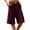 Wine, variant on GJSYRH Womens Capri Pants 2025 Knee Length Cotton Linen Capris Summer Straight Leg Loose Beach Bermuda Shorts with Pockets