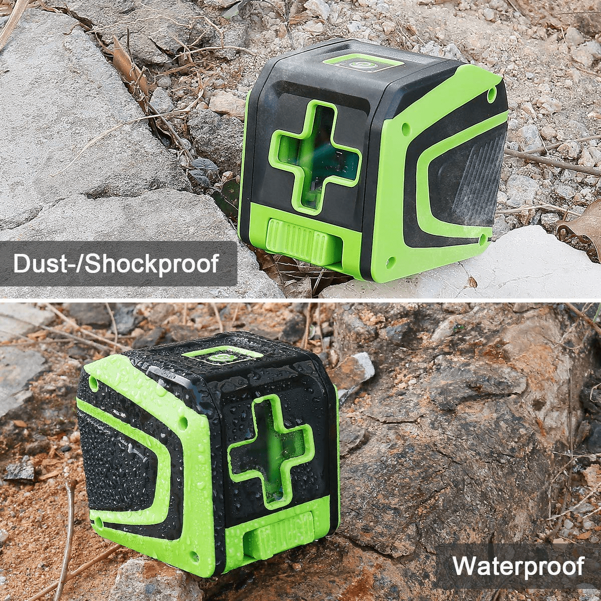 Huepar Green Beam Self-leveling Laser Level Cross Line Laser Level Tools with Rechargeable Li-ion Battery and Pulse Mode