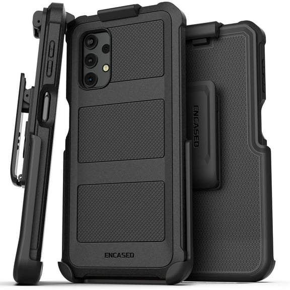 Encased Falcon Designed for Samsung Galaxy A32 5G Belt Clip Case, Full Body Protective Phone Case with Holster (Black)
