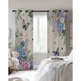 thumbnail image 4 of Watercolor Flowers Blackout Curtains for Bedroom Living Room Darkening Curtains 54 Inch Long Spring Floral Butterflies Botanical Beige Short Curtain for Small Window Treatment Drapes 52"x54"x2, 4 of 9