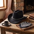 thumbnail image 4 of Voska Cowboy Hats Vacation Cowboy Hats Rivets Studded Gift Cowgirl Hat Black One Size, 4 of 6
