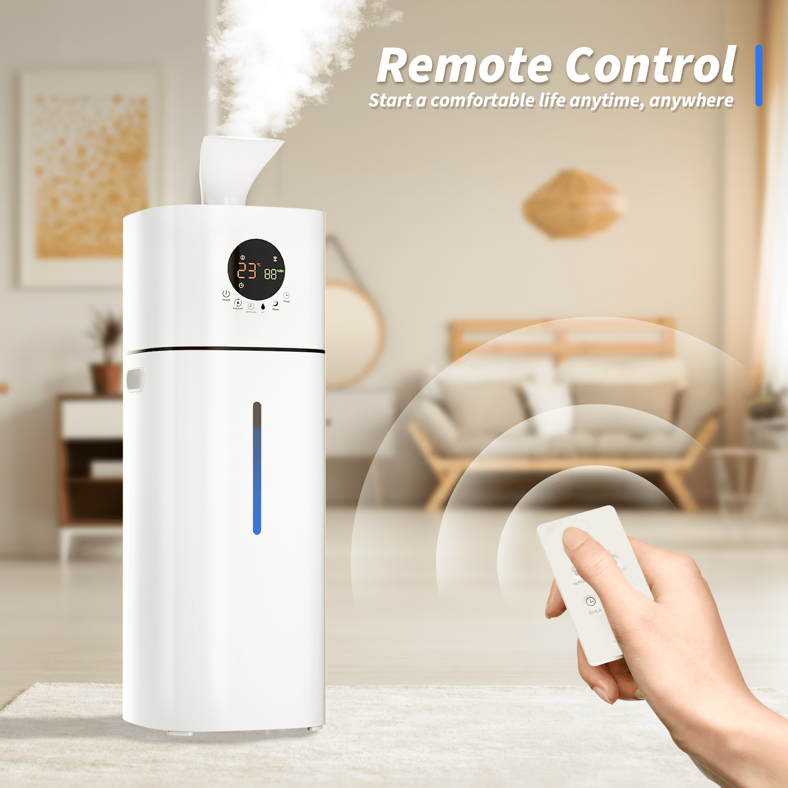 Rocyis Ultrasonic Tower Humidifier, 16L 4.2Gal, 360° Rotating, for Whole House, 1200 Sq Ft