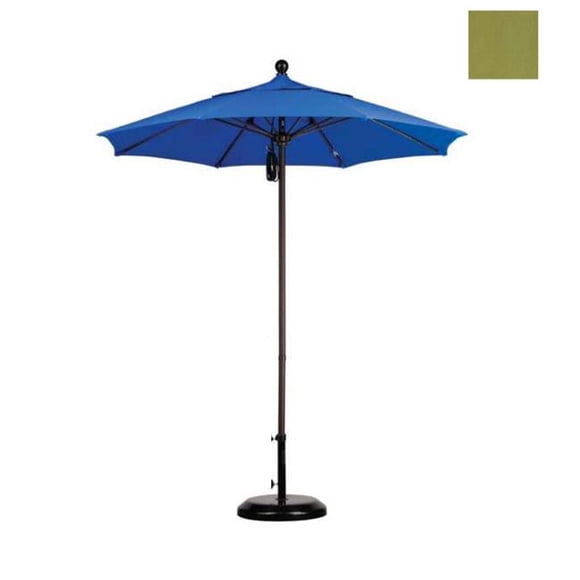 California Umbrella ALTO758117-F55 7.5 ft. Fiberglass Market Umbrella Pulley Open Bronze-Olefin-Kiwi
