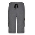 thumbnail image 3 of YLSDY Mens Cargo Pants Summer Casual Drawstring Elastic Waist Sweatpant Simple Athletic Capri Pant with Pocket Dark Gray XL, 3 of 8