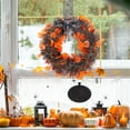thumbnail image 2 of Fall Festival Door Hanging Decor With Pumpkin Bow Design Wool Ribbon And Rattan Ring Seasonal Porch Decor Size 11.02X11.02X0.39In 0.24Lb, 2 of 6