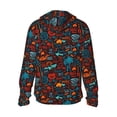 thumbnail image 3 of Uemuo Doodle Barbeque Pattern Women's Full Zip UPF 50+ Sun Protection Hoodie Jacket Long Sleeve Sun Shirt Hiking Outdoor Performance with Pockets-X-Large, 3 of 9