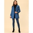 thumbnail image 3 of Abrigo de invierno con cinturón y bolsillos con doble botonadura y cuello alto para mujer azul polvoriento S, 3 of 6