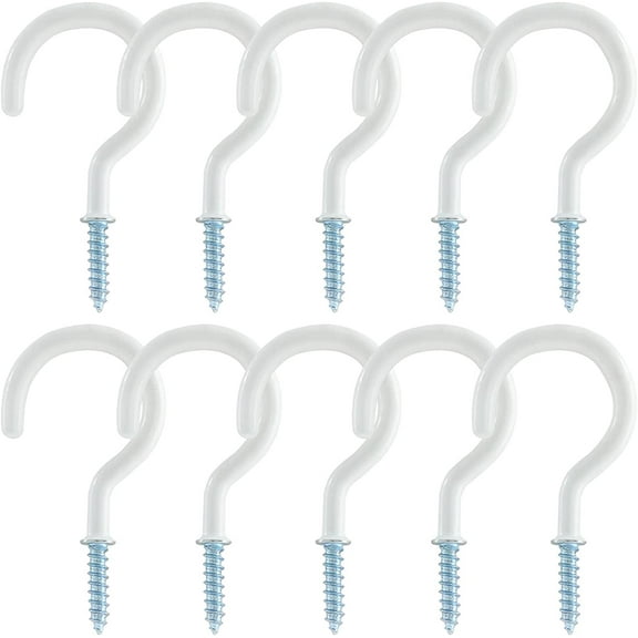 30Pack 2 Inch Ceiling Hooks,Screw-in Hooks Cup Hooks, Multi-Function Wall Hooks Cup Hooks for Hanging Plants, Mugs, Utensils, Indoor, Outdoor(White)
