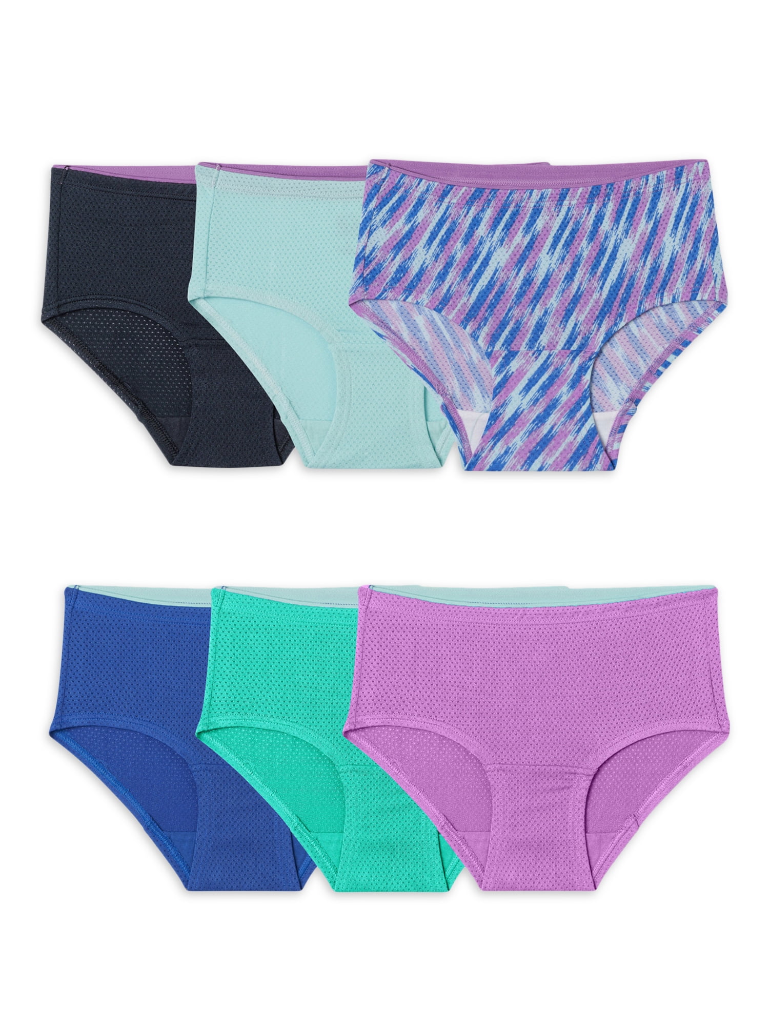 Photo 1 of Fruit of the Loom Girls' Breathable Assorted Micro-Mesh Brief Underwear, 6 Pack Panties Sizes 6-16