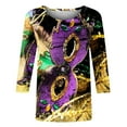 thumbnail image 5 of XMHJSMD 2024 Mardi Shirt for Women Carnival Themed Outfit Party Graphic 3/4 Sleeve Tunic Tops Crewneck Blouse Tshirt Women's Plus Size Tops (Beige,Xxxxl), 5 of 5