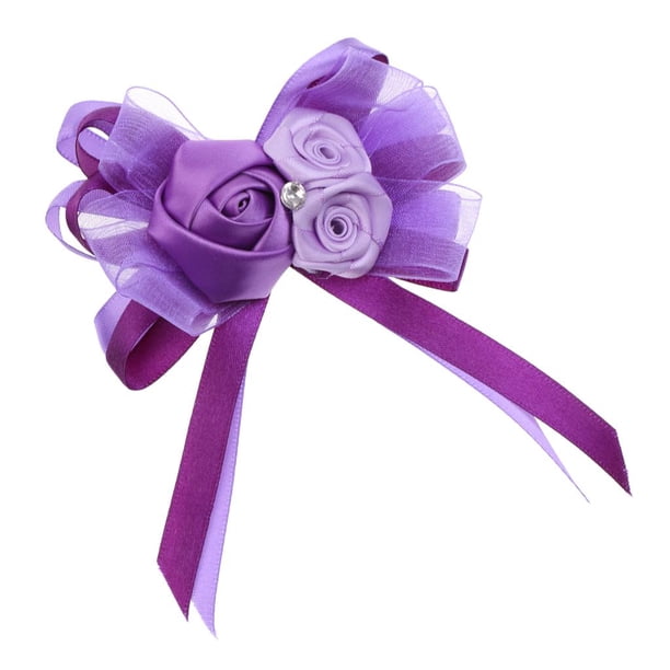 Corsage Forma de Flores Ramillete de Rhinestone Broche de Novias Accesorios de 深紫