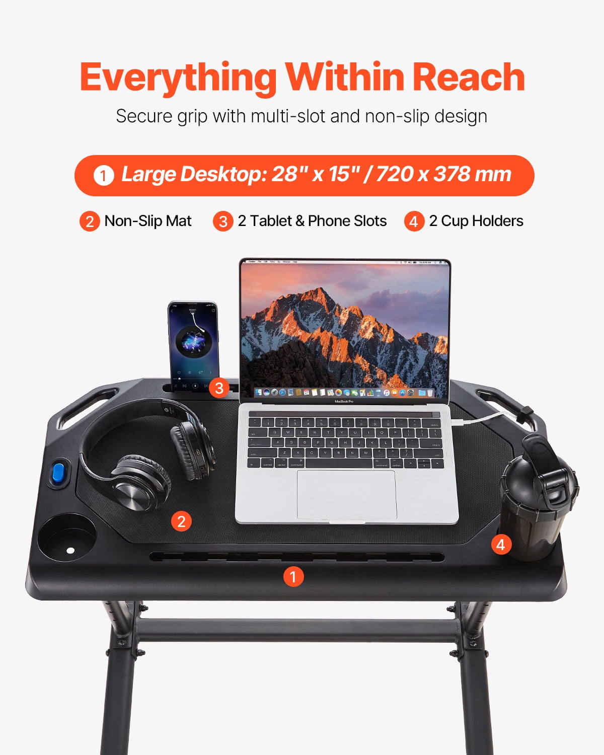 KFFKFF Pedaling Workstation, Portable Collapsible Multi-Use Cycle Coach & Walking Table with Secure Casters, Anti-Skid Multi-Cavity Cycle Coach Wellness Table with Handle Grip