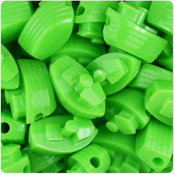 BeadTin Lime Opaque 25mm Boat Pony Beads (24pcs)