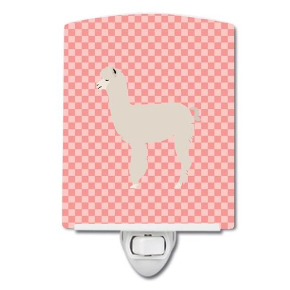 Alpaca Pink Check Ceramic Night Light