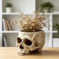 thumbnail image 2 of Resin Skull Planter Pot, Spooky Skeleton Head Container, Multi-purpose Succulent Cactus Flower Pot Candy Bowl Storage Jar For Desk Table Indoor Halloween Gothic Home Office Party Decor Holiday Gift, 2 of 7