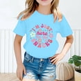 thumbnail image 2 of WEAIXIMIUNG T-Shirt à Manches Longues Enfants Fille Mignonne Mode Imprimé Col Rond T-Shirt à Manches Courtes Été Confortable Décontracté Ample T-Shirt Hauts 6-8 Ans, 2 of 4