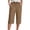 Coffee, variant on TZZQ Linen Straight Wide Leg Capris Pants for Women High Waisted Lounge Pant Loose Comfy Drawstring Beach Capris with Pockets Lightweight Baggy Bermuda Shorts Casual Cropped Trousers Beige L