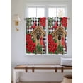 thumbnail image 2 of Christmas Bathroom Window Curtain, Red Cardinal Bird Poinsettia Pine Needles Plaid Light Filtering Coffee Kitchen Curtains, Bedroom Living Room Curtains 2 Panel 84"x45", 2 of 6
